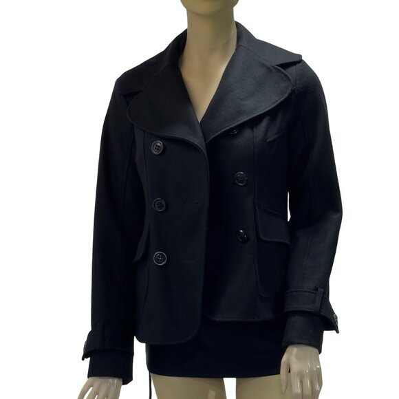 Guess Women's Black Double-Breasted Peacoat Wool Blend Size S - Picture 14 of 14